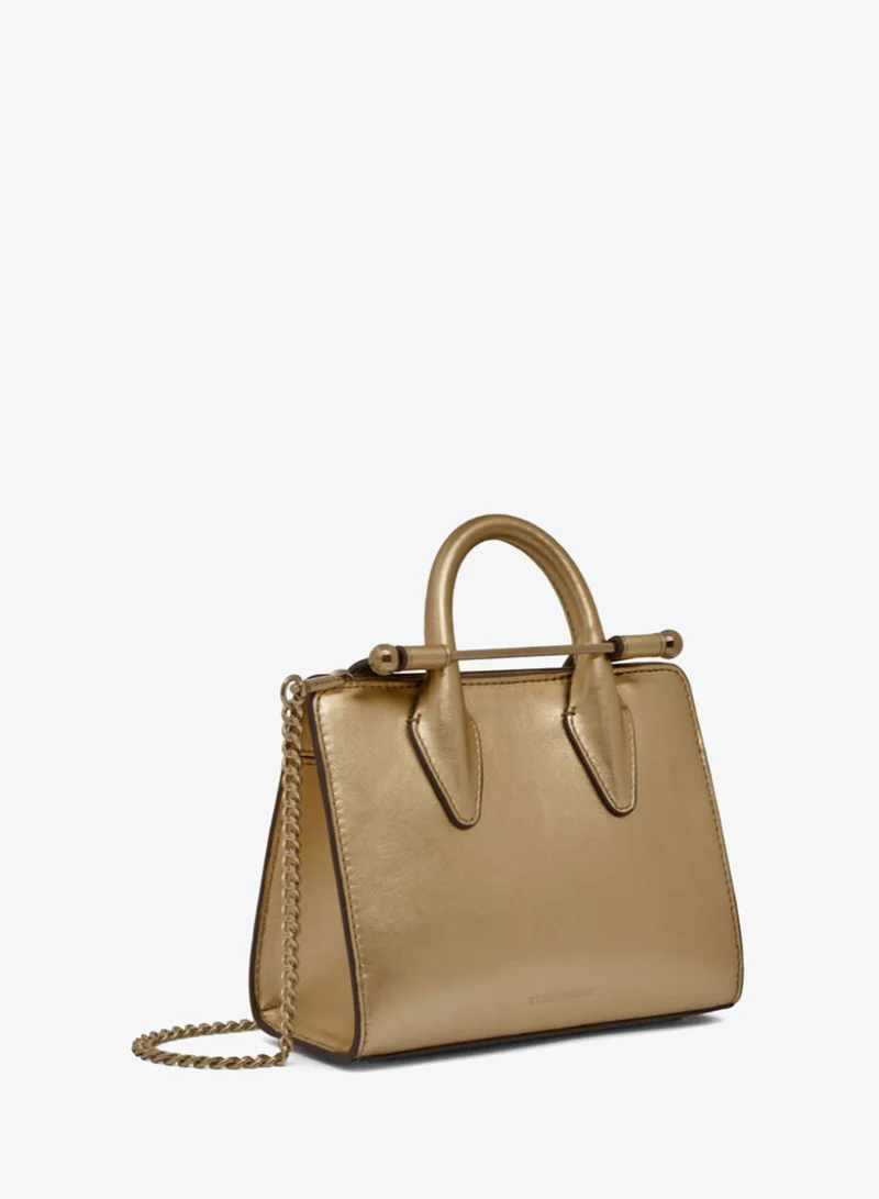 Strathberry  Nano Tote Foil Gold Leather bag for Women | Best Price UAE